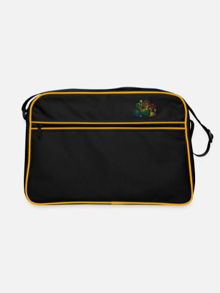 Blumen - Retro Tasche - Schwarz/Gold - Vorne
