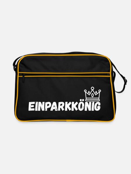 Einparkkonig_schwarz - Retro Tasche - Schwarz/Gold - Vorne