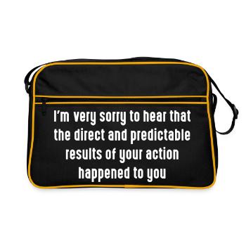 Citation sarcastique drôle, désolé, résultat, sarcasme réaliste - Sac Retro - noir/or - Devant