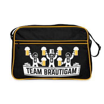 Team Bräutigam (JGA Polterabend Bierkrüge / NEG2C) - Retro Tasche - Schwarz/Gold - Vorne