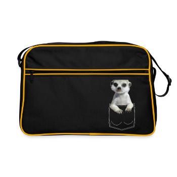 Meerkat meerkat in breast pocket shirt pocket - Retro Bag - black/gold - Front