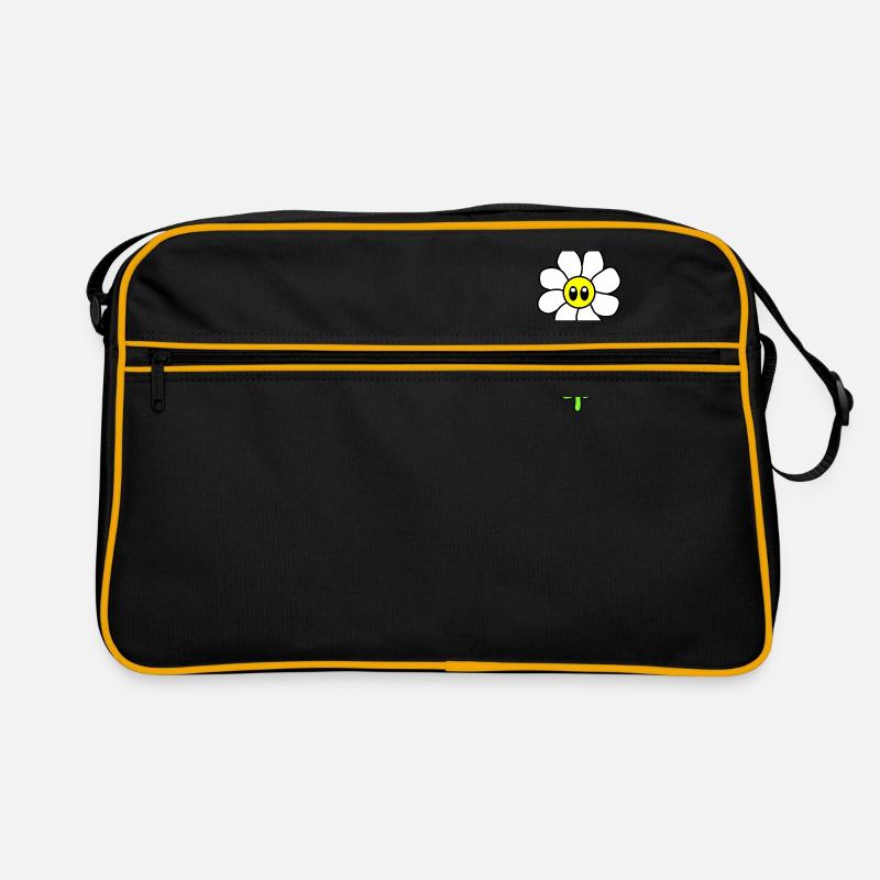 Lustiges Gänseblümchen Blume mit Gesicht 70er Retro Tasche