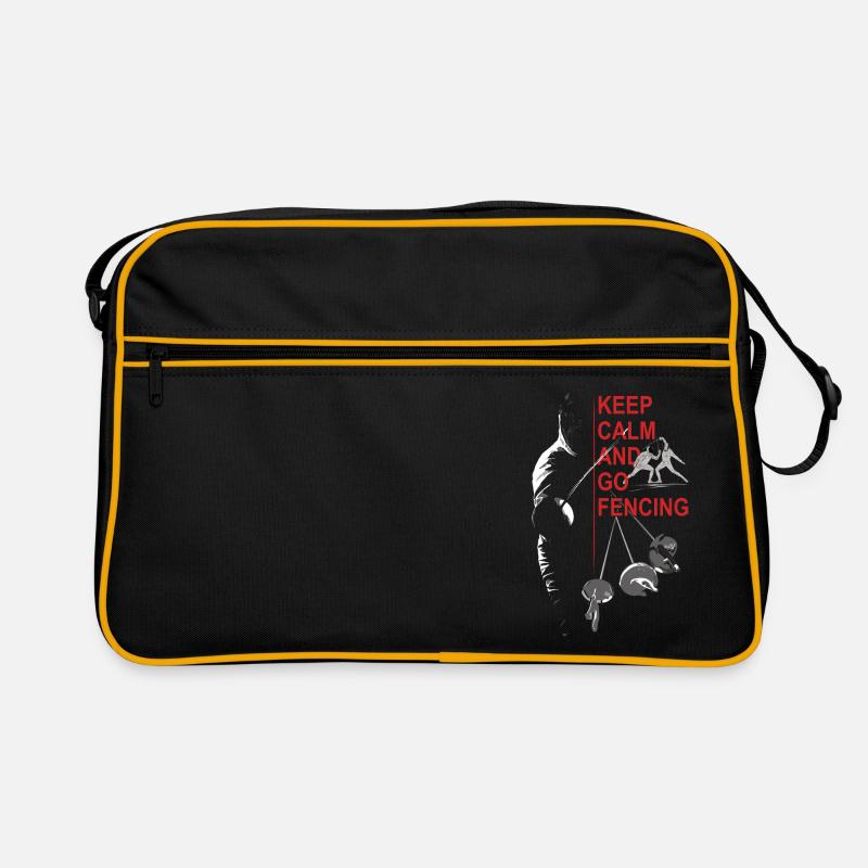 Fechten, Geschenk, Training, Keep Calm - Retro Tasche - Schwarz/Gold
