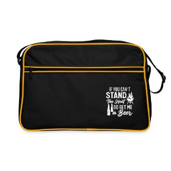 HITZE BIER TRINKEN BBQ GRILL GRILLEN BIER MOTIV - Retro Tasche - Schwarz/Gold - Vorne