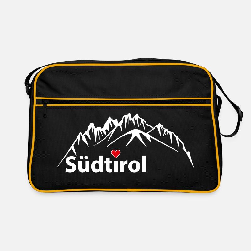 Die Dolomiten, Berge Südtirol  - Retro Tasche - Schwarz/Gold