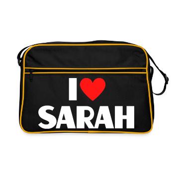 J’adore Sarah Red Heart Romantique Nom Fan - Sac Retro - noir/or - Devant