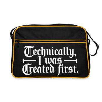 Technically I Was Created First - Retro Bag - black/gold - Front