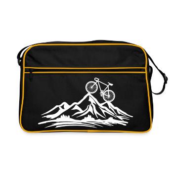 Mountain Bike Rocky Landscape Silhouette - Retro Bag - black/gold - Front