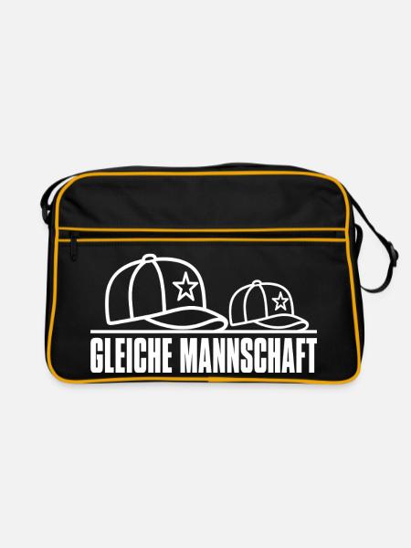 Gleiche Mannschaft Caps Baseball Partner Shirt - Retro Tasche - Schwarz/Gold