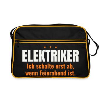 Elektriker – Ich schalte erst bei Feierabend ab - Retro Tasche - Schwarz/Gold - Vorne