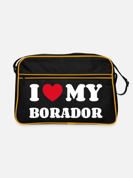 I Love My Borador Hund Besitzer - Retro Tasche - Schwarz/Gold - Vorne