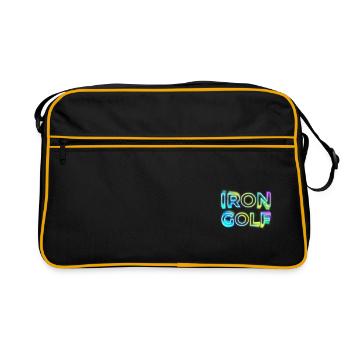 EISEN GOLF 80s 90s NEON GOLFER RETRO SPRUCH MOTIVE - Retro Tasche - Schwarz/Gold - Vorne