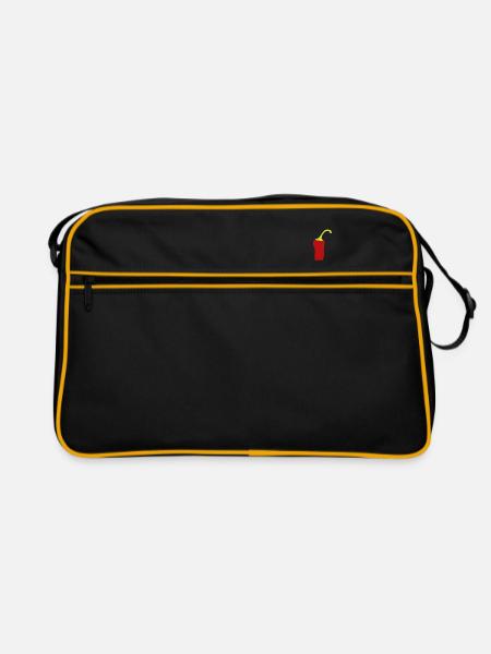 Peperoni Chili Geschenk Geschenkidee Hot - Retro Tasche - Schwarz/Gold