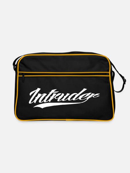 intrus hacker intrus clan sticker ordinateur - Sac Retro - noir/or - Devant