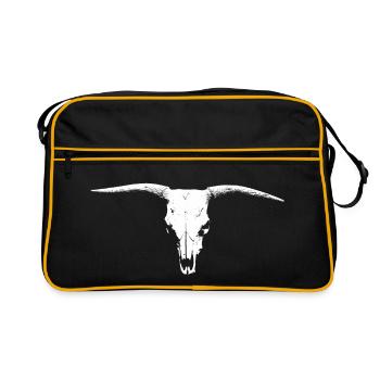 Bull Head Skull Bull Head Cow Bone White - Retro Bag - black/gold - Front