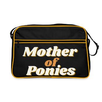 ! Mother of Ponies - Mutter von Ponys - Retro Tasche - Schwarz/Gold - Vorne