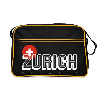 Zurich Wordmark with Swiss Crest - Retro Bag - black/gold - Front