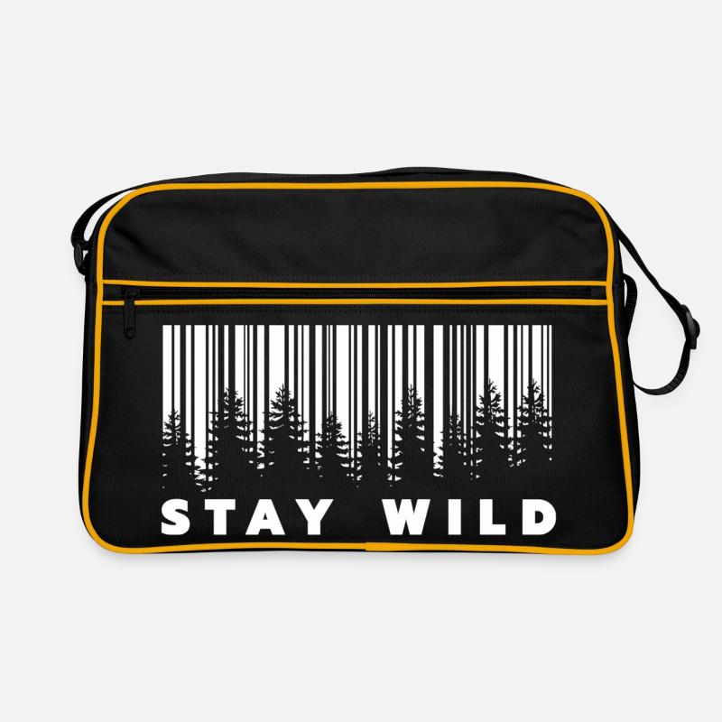 Stay Wild Forest Barcode - Retro Bag - black/gold