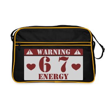 Warning 6 7 Energy Fun 67 Number 6-7 6 7 Six S - Retro Bag - black/gold - Front