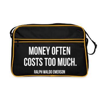 Money Costs Too Much Quote Tee - Retro Bag - black/gold - Front
