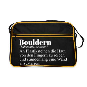 Bouldern Duden Spruch - Retro Tasche - Schwarz/Gold - Vorne