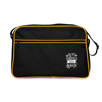 SIBLINGS HAVE PAWS CAT FUNNY SAYING MOTIF - Retro Bag - black/gold - Front