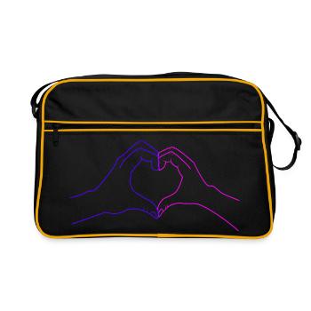 Motif de cœur personnalisé pour les couples – Hand Design - Sac Retro - noir/or - Devant