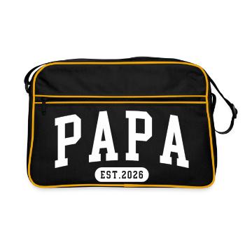 Papa est. 2026 Geschenk – Stolzer Vater Design - Retro Tasche - Schwarz/Gold - Vorne