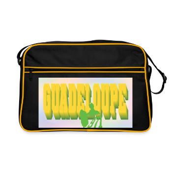 Guadeloupe 971 Souvenir-Geschenkkarte - Retro Tasche - Schwarz/Gold - Vorne