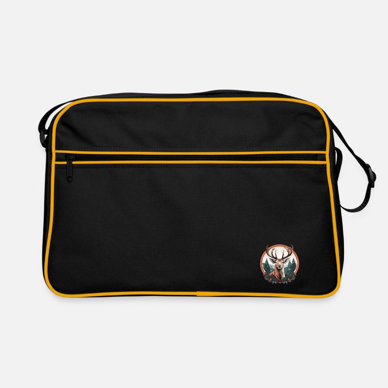 Rentier mit Weihnachtskugeln und Mütze Retro Tasche