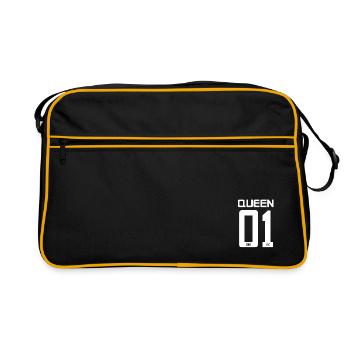 Roi - Idée cadeau reine - Sac Retro - noir/or - Devant