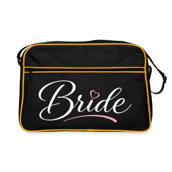 Lettrage de mariée avec cœur - Sac Retro - noir/or - Devant