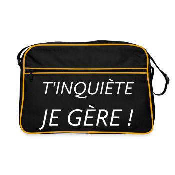 T'inquiète je gère  - Sac Retro - noir/or - Devant