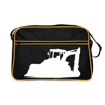 Excavator operator and construction equipment operator Silhouette – - Retro Bag - black/gold - Front