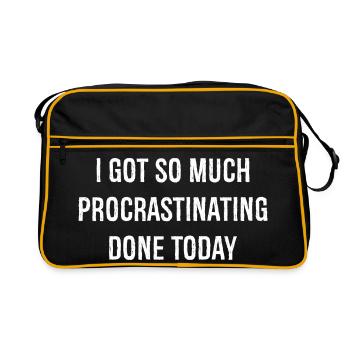 Ich habe heute so viel Prokrastination erledigt, komisch - Retro Tasche - Schwarz/Gold - Vorne