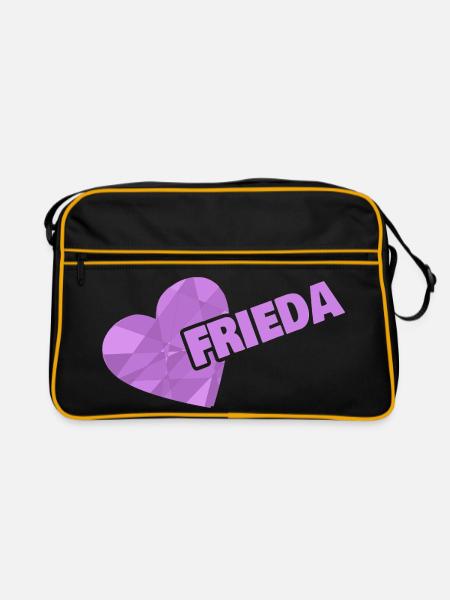 Frieda als Krone - Retro Tasche - Schwarz/Gold - Vorne