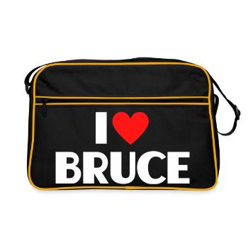 J’adore Bruce Red Heart Déclaration rétro - Sac Retro - noir/or - Devant