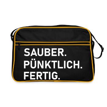 Propre. A temps. Travail professionnel. - Sac Retro - noir/or - Devant
