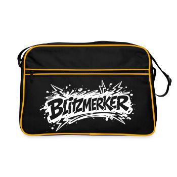 Blitzmerker weiß - Retro Tasche - Schwarz/Gold - Vorne