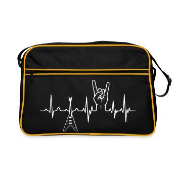 Gitarre Herzschlag Heavy Metal Rockmusik - Retro Tasche - Schwarz/Gold - Vorne