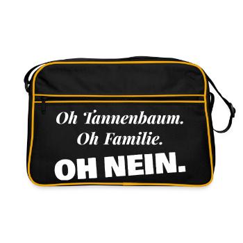 Oh Tannenbaum Oh Familie Oh nein - Weihnachten - Retro Tasche - Schwarz/Gold - Vorne