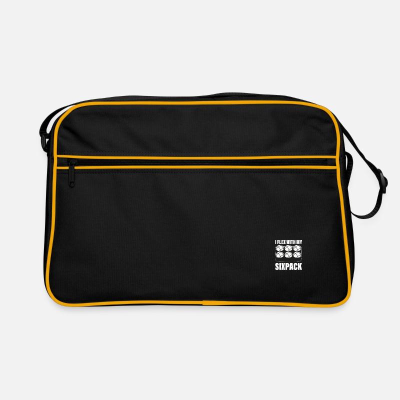 I flex with my Sixpack Boule Petanqué Saying - Retro Bag - black/gold