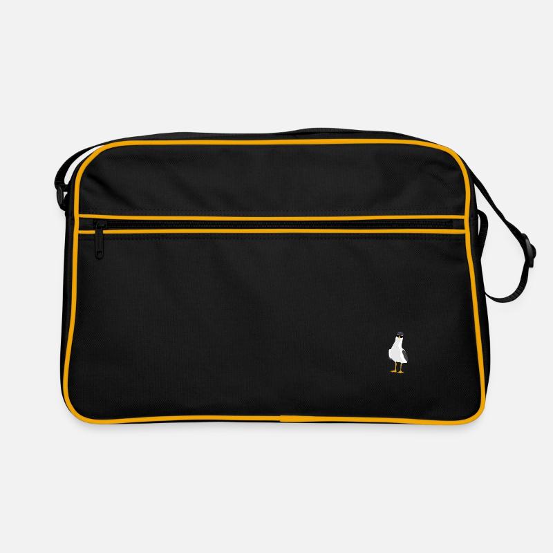 coole stehende Möwe Maritim Norddeutschland - Retro Tasche - Schwarz/Gold