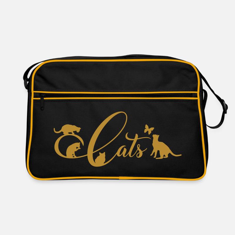 Cheerful kittens do gymnastics on decorative writing Retro Bag