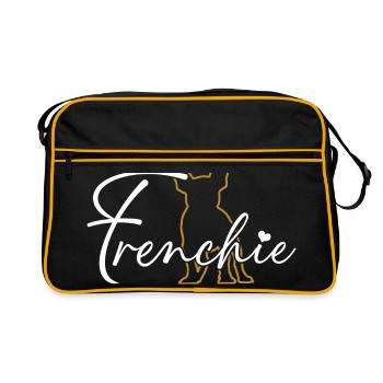 Police décorative Frenchie Bouledogue Français - Sac Retro - noir/or - Devant