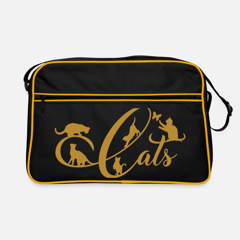 Cheerful kittens do gymnastics on decorative writing Retro Bag
