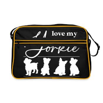 Yorkie Yorkshire Terrier silhouettes with lettering - Retro Bag - black/gold - Front