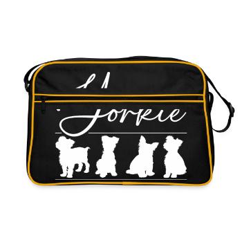 Yorkie Yorkshire Terrier Silhouettes Decorative Font - Retro Bag - black/gold - Front