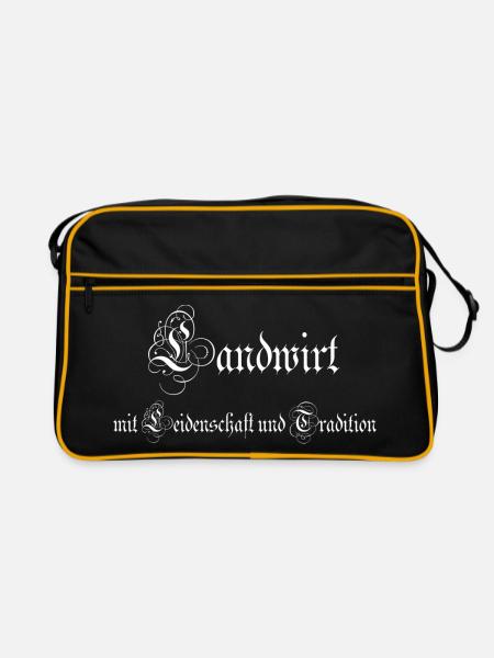 Landwirt mit Leidenschaft und Tradition, Geschenk - Retro Tasche - Schwarz/Gold - Vorne