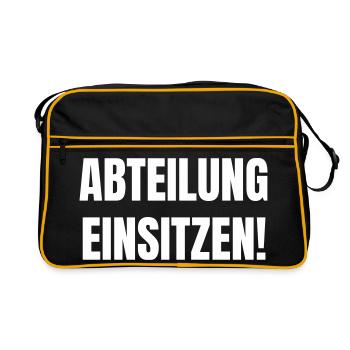Abteilung Einsitzen für Dressurreiter im Stübchen - Retro Tasche - Schwarz/Gold - Vorne